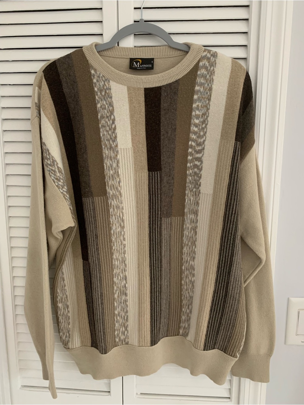 Beige & Brown Striped Crewneck Sweater